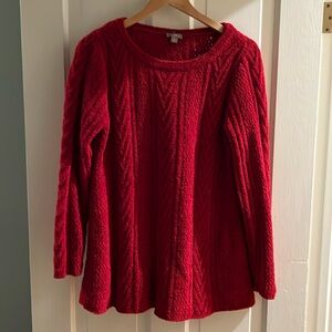J Jill Chenille Red Tunic Sweater